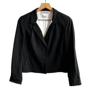 Carlisle Designer Black Wool and Silk Blazer Suit Jacket Size 2